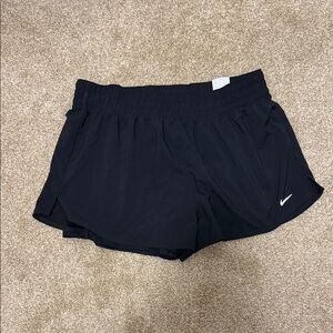 Nike Black Women's Athletic Shorts with White Swoosh